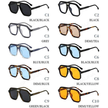 Men Retro Double Bridge Pilot Sunglasses - Men Sunglasses - SHAUNA - Mad Fly Essentials