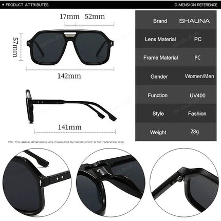 Men Retro Double Bridge Pilot Sunglasses - Men Sunglasses - SHAUNA - Mad Fly Essentials