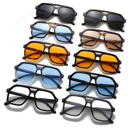 Men Retro Double Bridge Pilot Sunglasses - Men Sunglasses - SHAUNA - Mad Fly Essentials