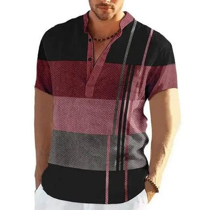Men Retro Patchwork Casual Short Shirt - Shirt - CAGO - Mad Fly Essentials