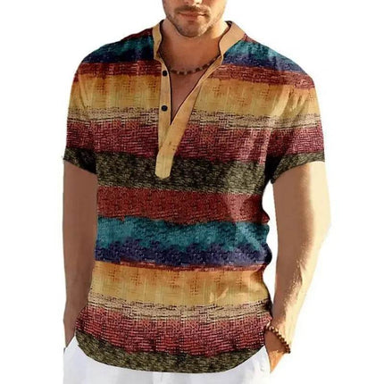 Men Retro Patchwork Casual Short Shirts - Mad Fly Essentials
