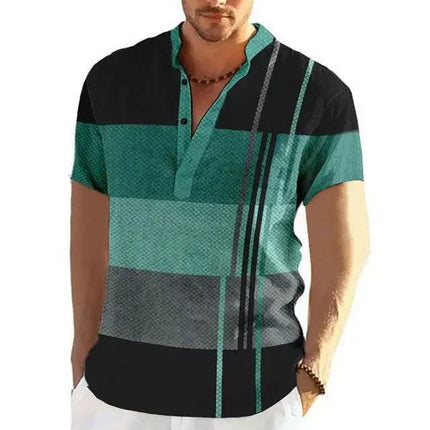 Men Retro Patchwork Casual Short Shirt - Shirt - CAGO - Mad Fly Essentials