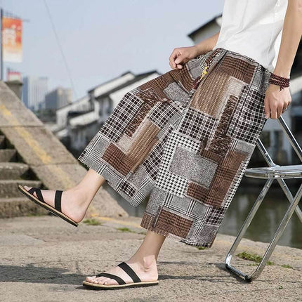 Men Samurai Plaid Casual Harem Pants - Harem Pants - TrendSetter - Mad Fly Essentials