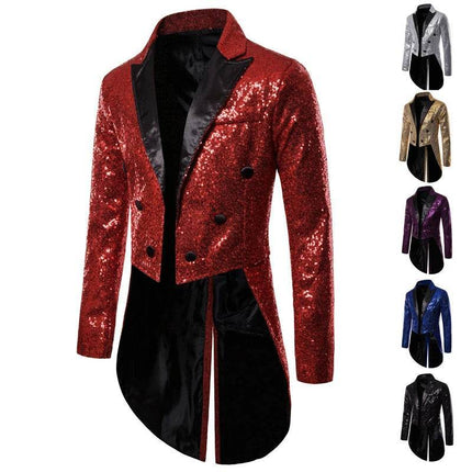 Men Sequin Embellished Tuxedo Blazer Jacket - Jacket - BC - Mad Fly Essentials