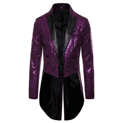 Men Sequin Embellished Tuxedo Blazer Jacket - Jacket - BC - Mad Fly Essentials
