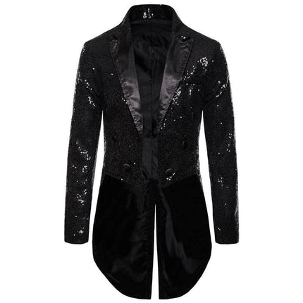 Men Sequin Embellished Tuxedo Blazer Jacket - Jacket - BC - Mad Fly Essentials