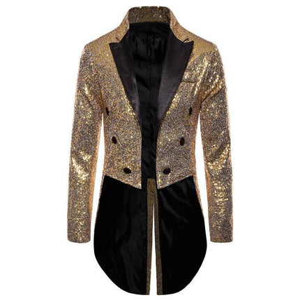 Men Sequin Embellished Tuxedo Blazer Jacket - Jacket - BC - Mad Fly Essentials