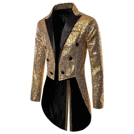 Men Sequin Embellished Tuxedo Blazer Jacket - Jacket - BC - Mad Fly Essentials