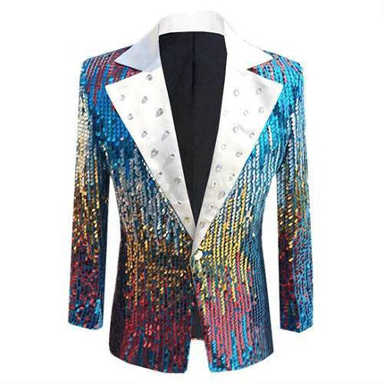Men Sequin Fashion Slim Blazer Jacket - Jacket - BC - Mad Fly Essentials