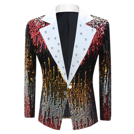 Men Sequin Fashion Slim Blazer Jacket - Jacket - BC - Mad Fly Essentials