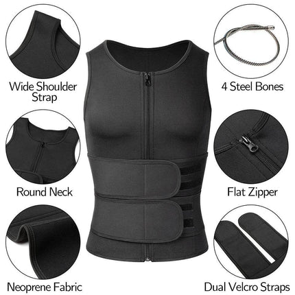 Men Shapewear Solid Black Waist Trainer - Waist Trainer - Vaslanda - Mad Fly Essentials