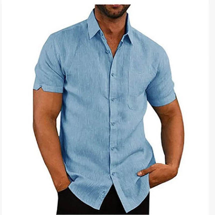 Men Short Linen Summer Business Shirt - Mad Fly Essentials