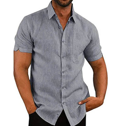 Men Short Linen Summer Business Shirt - Shirt - King Billion - Mad Fly Essentials