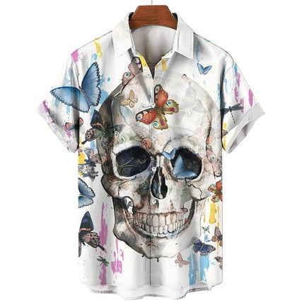 Men Skull Fashion 3D Hawaiian Beach Shirt - Mad Fly Essentials