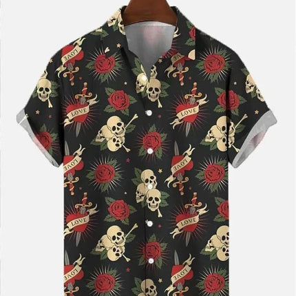 Men Skull Sugar Hawaiian Fashion Shirt - Shirt - oufisun - Mad Fly Essentials