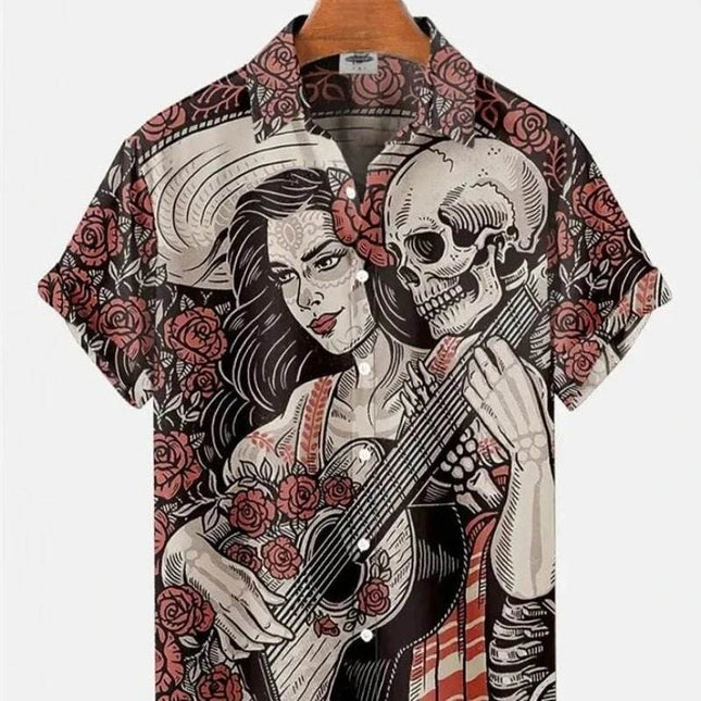 Men Skull Sugar Hawaiian Fashion Shirt - Mad Fly Essentials