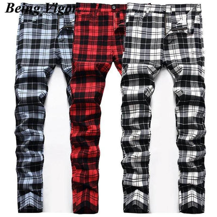 Men Plaid Slim - Fit Chino Business Casual Pants - Pants - Being Vigor - Mad Fly Essentials