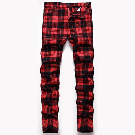 Men Plaid Slim - Fit Chino Business Casual Pants - Pants - Being Vigor - Mad Fly Essentials