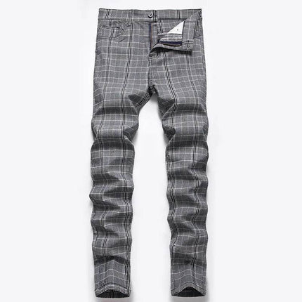 Men Plaid Slim - Fit Chino Business Casual Pants - Pants - Being Vigor - Mad Fly Essentials