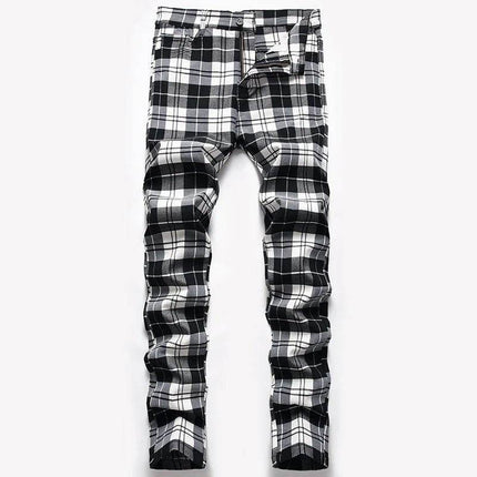 Men Plaid Slim-Fit Chino Business Casual Pants - Mad Fly Essentials