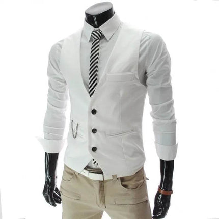 Men Slim Fit Business Casual Suit Vest Medieval Costume - Costume - SANWOOD - Mad Fly Essentials