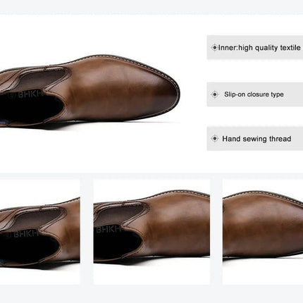 Men Smart Business Casual Leather Formal Boots - Mad Fly Essentials