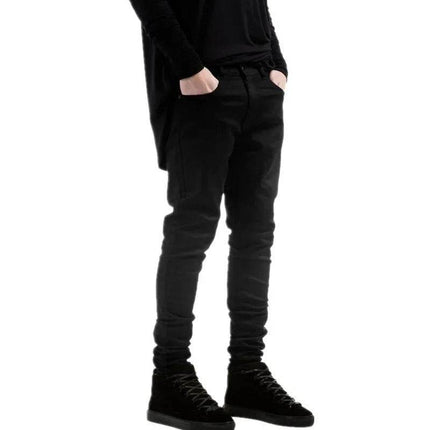 Men Solid Black European Denim Elastic Pants - Pants - ANPOETCHY - Mad Fly Essentials
