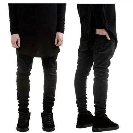 Men Solid Black European Denim Elastic Pants - Pants - ANPOETCHY - Mad Fly Essentials