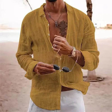Men Solid Long-Casual Beach Shirts - Mad Fly Essentials