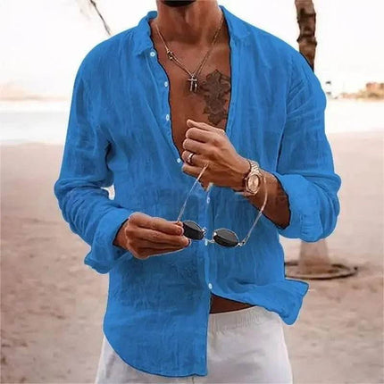 Men Solid Long-Casual Beach Shirts - Mad Fly Essentials
