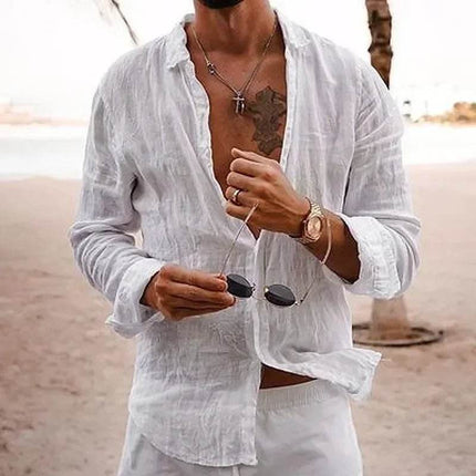 Men Solid Long-Casual Beach Shirts - Mad Fly Essentials