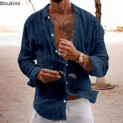 Shirt Men Casual Stand Collar Linen Beach Shirt Shirt Thefound Mad Fly Essentials
