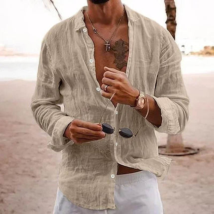 Men Solid Long-Casual Beach Shirts - Mad Fly Essentials