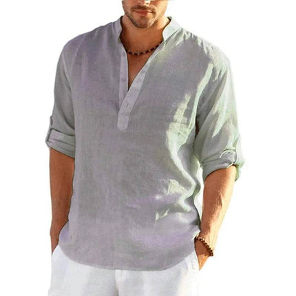 Men Solid Long Linen Casual Shirt - Shirt - TrendSetter - Mad Fly Essentials