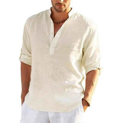 Men Solid Long Linen Casual Shirt - Shirt - TrendSetter - Mad Fly Essentials