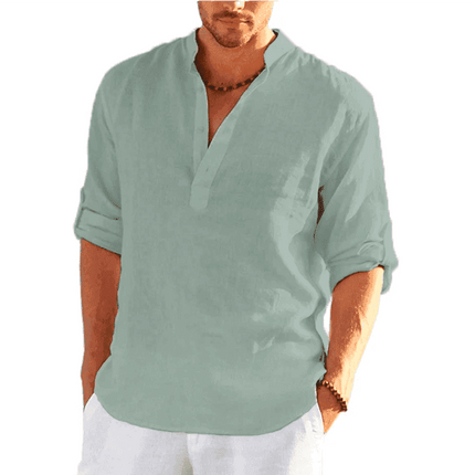 Men Solid Long Linen Casual Shirt - Shirt - TrendSetter - Mad Fly Essentials