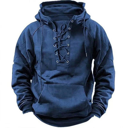 Men Solid Medieval Lace - Up Long Hoodies - Hoodies - JML - Mad Fly Essentials