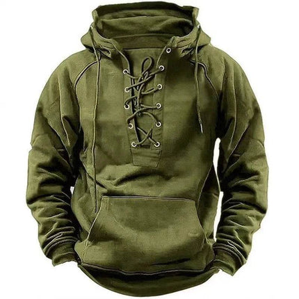 Men Solid Medieval Lace - Up Long Hoodies - Hoodies - JML - Mad Fly Essentials