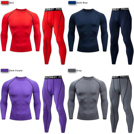 Men Solid Purple Black Compression Fitness Set Tracksuit - Tracksuit - Day south valley - Mad Fly Essentials