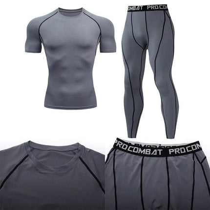 Men Solid Purple Black Compression Fitness Set Tracksuit - Tracksuit - Day south valley - Mad Fly Essentials