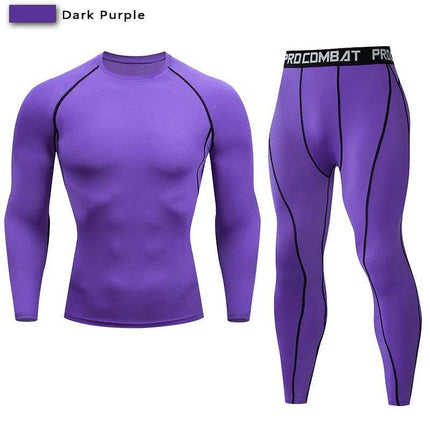Men Solid Purple Black Compression Fitness Set Tracksuit - Tracksuit - Day south valley - Mad Fly Essentials