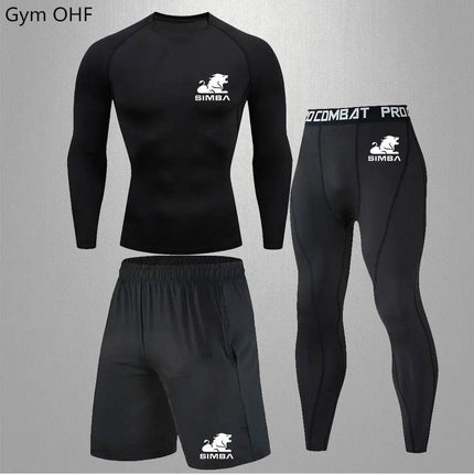 Men Solid Rashguard Compression Fitness Set Tracksuit - Tracksuit - Fitness Essentials - Mad Fly Essentials