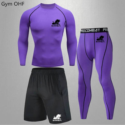 Men Solid Rashguard Compression Fitness Set Tracksuit - Tracksuit - Fitness Essentials - Mad Fly Essentials