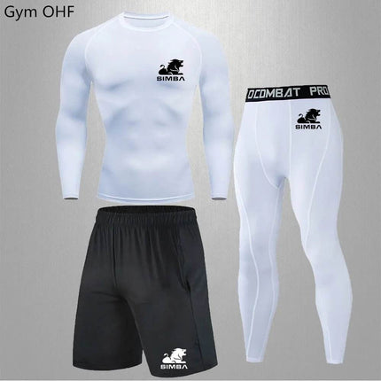 Men Solid Rashguard Compression Fitness Set Tracksuit - Tracksuit - Fitness Essentials - Mad Fly Essentials