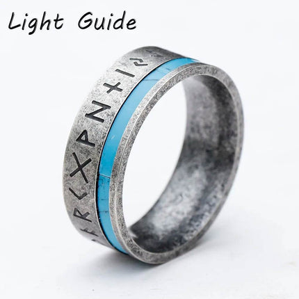 Men Stainless Odin Norse Viking Amulet Ring - Ring - Light Guide - Mad Fly Essentials