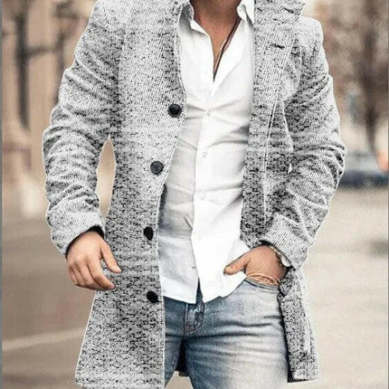 Men Stand-Collar Medium Long Pocket Coat