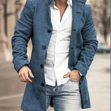 Men Stand - Collar Long Pocket Coat Jacket - Jacket - BC - Mad Fly Essentials