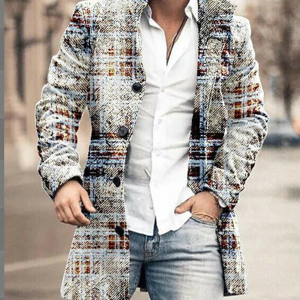 Men Stand-Collar Medium Long Pocket Coat