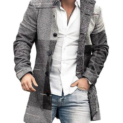 Men Stand - Collar Long Pocket Coat Jacket - Jacket - BC - Mad Fly Essentials