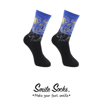 Men Starry Night Van Gogh Retro Mid - Tube Socks - Socks - Smile Socks - Mad Fly Essentials